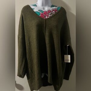 ANA Olive Green V Neck Knit Sweater